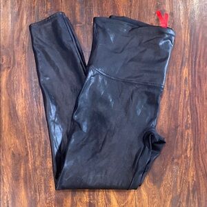 SPANX Women’s 1X Leggings Shiny Black, faux leather, stretchy